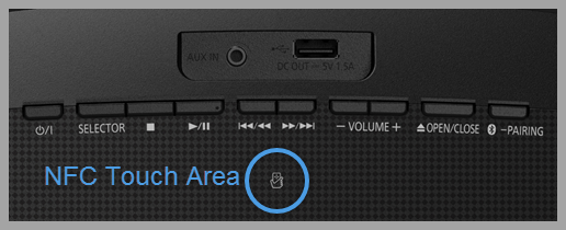 Image shows the SC-HC295 NFC Touch Area located on the top panel in the midle 