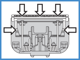 Image of places to apply oil 3 drops on the blade right middle and left and two on the right and left below the blade.