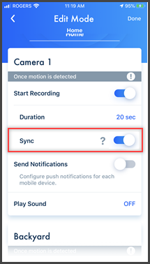 Sync Option Toggled on