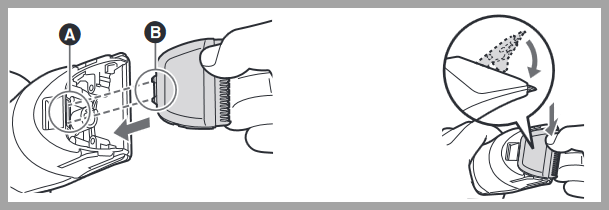 Image shows the mounting hook location into the blade mounting location.