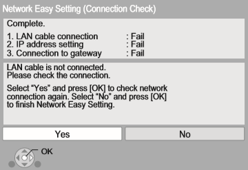 Connection check complete display