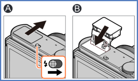 Image shows the location of the Flash open lever