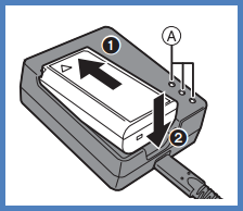 Battery DMW-BLJ31 being inserted into it's charger (DMW-BTC14)