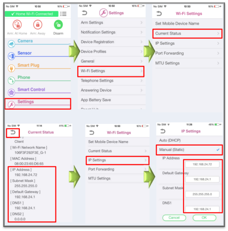 Image shows Step one screen shots for steps 1 to 5