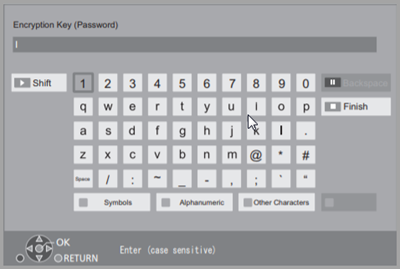 Encryption Key (password) with on screen keyboard