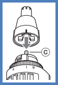 Image shows the hash mark alignment and the shaft labeled as C